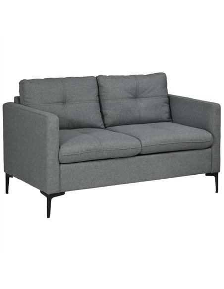 HOMCOM Two-Seater Sofa, with Steel Legs - Grey