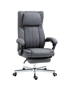 HOMCOM High Back Computer Desk Chair, Executive Office Chair with Adjustable Headrest, Footrest, Reclining Back, Dark Grey