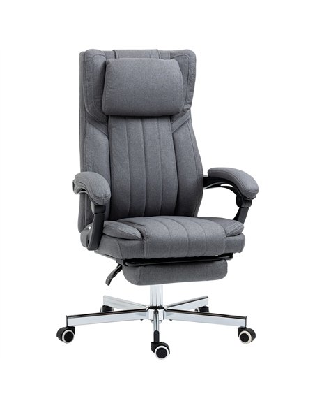 HOMCOM High Back Computer Desk Chair, Executive Office Chair with Adjustable Headrest, Footrest, Reclining Back, Dark Grey