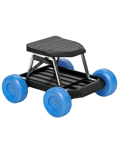 Outsunny Garden Storage Cart, with Top Seat - Blue