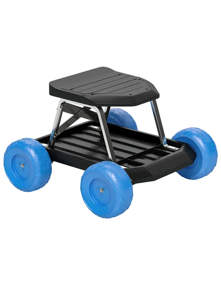 Outsunny Garden Storage Cart, with Top Seat - Blue