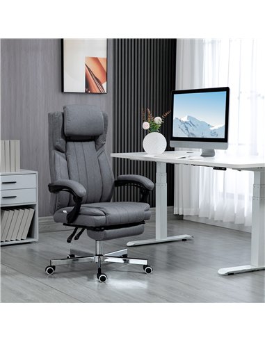 HOMCOM High Back Computer Desk Chair, Executive Office Chair with Adjustable Headrest, Footrest, Reclining Back, Dark Grey