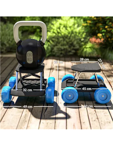 Outsunny Garden Storage Cart, with Top Seat - Blue