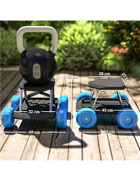 Outsunny Garden Storage Cart, with Top Seat - Blue