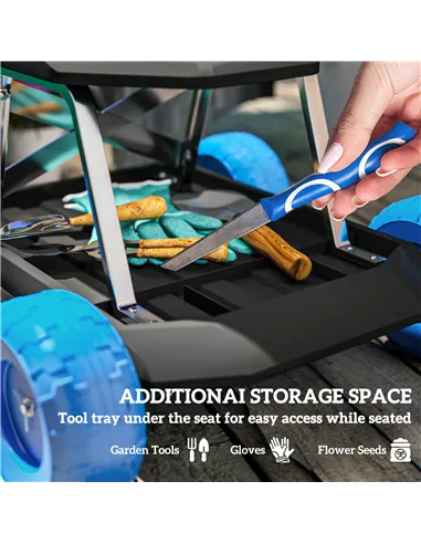 Outsunny Garden Storage Cart, with Top Seat - Blue