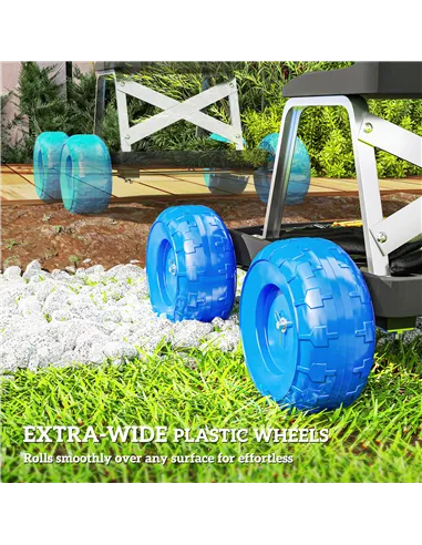 Outsunny Garden Storage Cart, with Top Seat - Blue