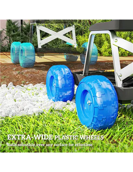 Outsunny Garden Storage Cart, with Top Seat - Blue