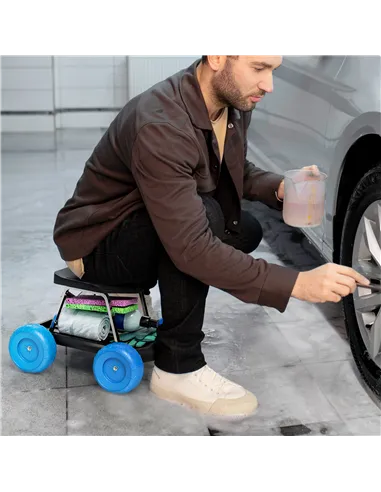 Outsunny Garden Storage Cart, with Top Seat - Blue