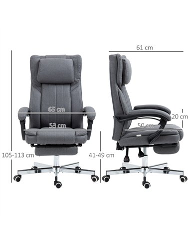 HOMCOM High Back Computer Desk Chair, Executive Office Chair with Adjustable Headrest, Footrest, Reclining Back, Dark Grey