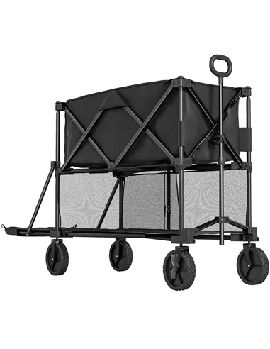 Outsunny Double Decker Folding Festival Trolley on Wheels, 200KG & 350L Capacity Collapsible Wagon Festival Trolley Cart with 13