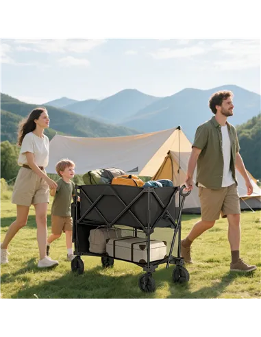 Outsunny Double Decker Folding Festival Trolley on Wheels, 200KG & 350L Capacity Collapsible Wagon Festival Trolley Cart with 13