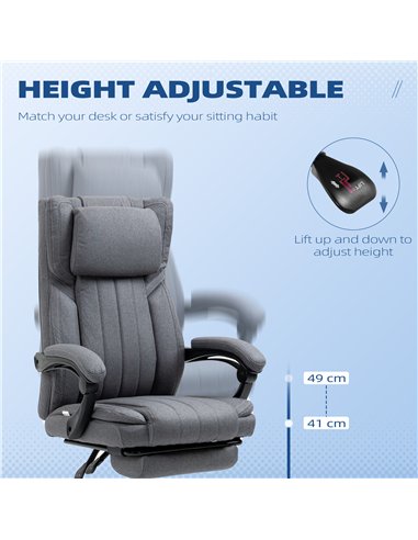 HOMCOM High Back Computer Desk Chair, Executive Office Chair with Adjustable Headrest, Footrest, Reclining Back, Dark Grey