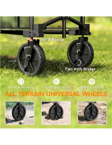 Outsunny Double Decker Folding Festival Trolley on Wheels, 200KG & 350L Capacity Collapsible Wagon Festival Trolley Cart with 13