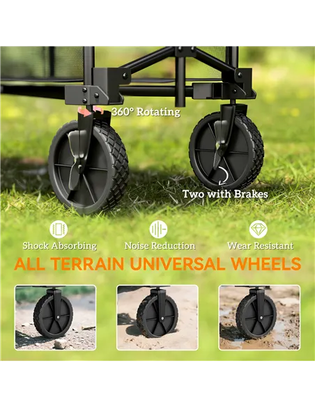 Outsunny Double Decker Folding Festival Trolley on Wheels, 200KG & 350L Capacity Collapsible Wagon Festival Trolley Cart with 13