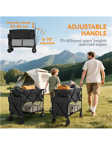 Outsunny Double Decker Folding Festival Trolley on Wheels, 200KG & 350L Capacity Collapsible Wagon Festival Trolley Cart with 13