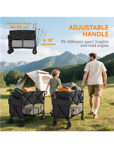 Outsunny Double Decker Folding Festival Trolley on Wheels, 200KG & 350L Capacity Collapsible Wagon Festival Trolley Cart with 13