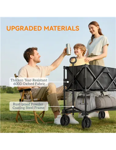 Outsunny Double Decker Folding Festival Trolley on Wheels, 200KG & 350L Capacity Collapsible Wagon Festival Trolley Cart with 13