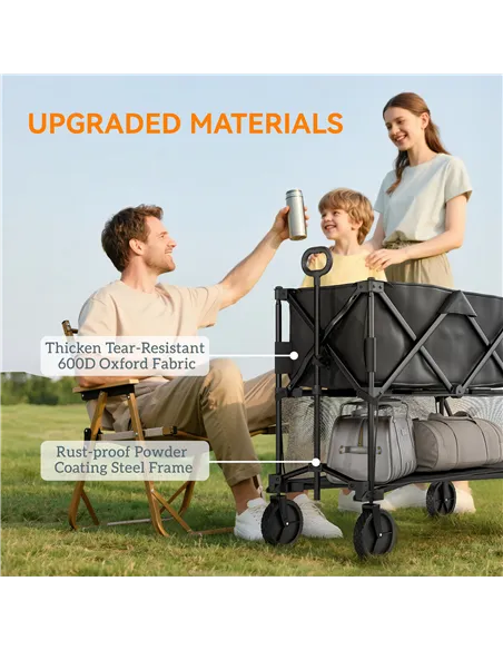 Outsunny Double Decker Folding Festival Trolley on Wheels, 200KG & 350L Capacity Collapsible Wagon Festival Trolley Cart with 13