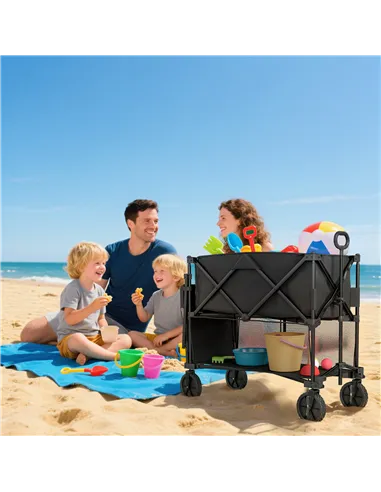 Outsunny Double Decker Folding Festival Trolley on Wheels, 200KG & 350L Capacity Collapsible Wagon Festival Trolley Cart with 13