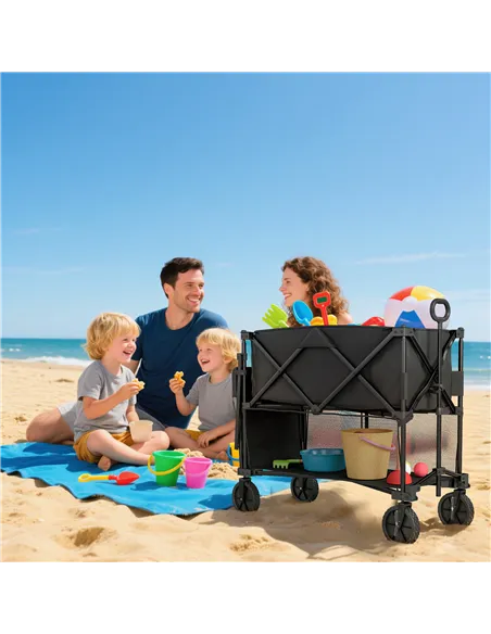 Outsunny Double Decker Folding Festival Trolley on Wheels, 200KG & 350L Capacity Collapsible Wagon Festival Trolley Cart with 13