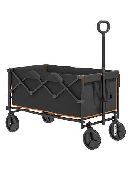 Outsunny 160L Festival Trolley on Wheels, Folding Camping Trolley Cart w/ Tailgate, 100kg Heavy Duty Garden Collapsible Folding 