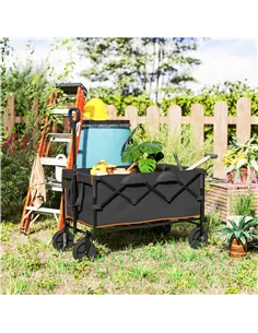 Outsunny 160L Festival Trolley on Wheels, Folding Camping Trolley Cart w/ Tailgate, 100kg Heavy Duty Garden Collapsible Folding  2