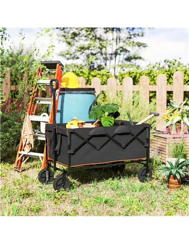 Outsunny 160L Festival Trolley on Wheels, Folding Camping Trolley Cart w/ Tailgate, 100kg Heavy Duty Garden Collapsible Folding 