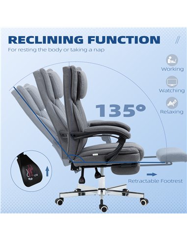 HOMCOM High Back Computer Desk Chair, Executive Office Chair with Adjustable Headrest, Footrest, Reclining Back, Dark Grey