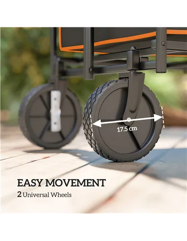 Outsunny 160L Festival Trolley on Wheels, Folding Camping Trolley Cart w/ Tailgate, 100kg Heavy Duty Garden Collapsible Folding 