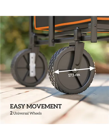 Outsunny 160L Festival Trolley on Wheels, Folding Camping Trolley Cart w/ Tailgate, 100kg Heavy Duty Garden Collapsible Folding 