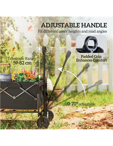 Outsunny 160L Festival Trolley on Wheels, Folding Camping Trolley Cart w/ Tailgate, 100kg Heavy Duty Garden Collapsible Folding 