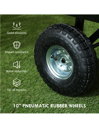 Outsunny 114L Steel Frame Garden Cart Trolley - Black