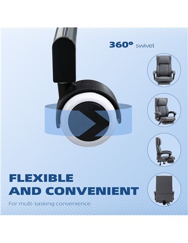 HOMCOM High Back Computer Desk Chair, Executive Office Chair with Adjustable Headrest, Footrest, Reclining Back, Dark Grey