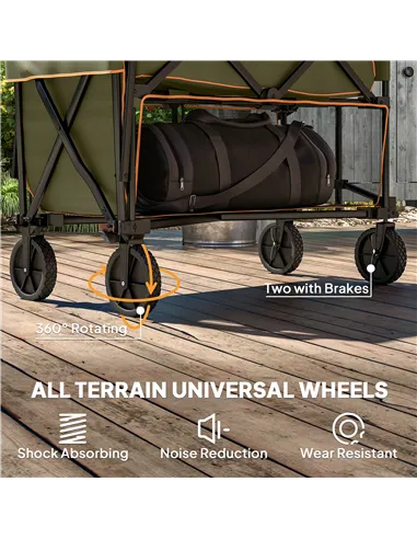 Outsunny Double Decker Folding Festival Trolley on Wheels, 200KG & 350L Capacity Collapsible Wagon Festival Trolley Cart with 13