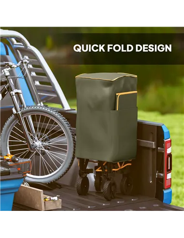 Outsunny Double Decker Folding Festival Trolley on Wheels, 200KG & 350L Capacity Collapsible Wagon Festival Trolley Cart with 13