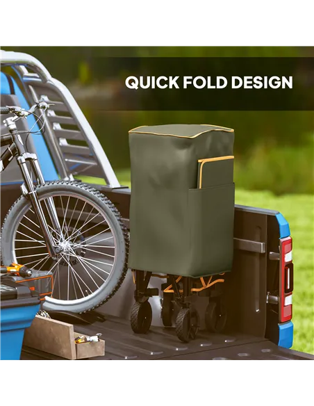 Outsunny Double Decker Folding Festival Trolley on Wheels, 200KG & 350L Capacity Collapsible Wagon Festival Trolley Cart with 13