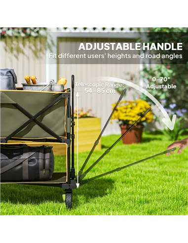 Outsunny Double Decker Folding Festival Trolley on Wheels, 200KG & 350L Capacity Collapsible Wagon Festival Trolley Cart with 13
