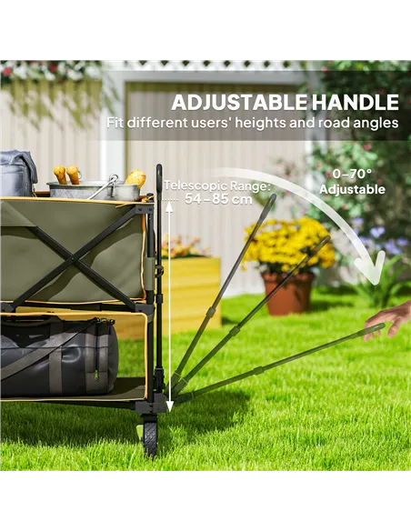 Outsunny Double Decker Folding Festival Trolley on Wheels, 200KG & 350L Capacity Collapsible Wagon Festival Trolley Cart with 13