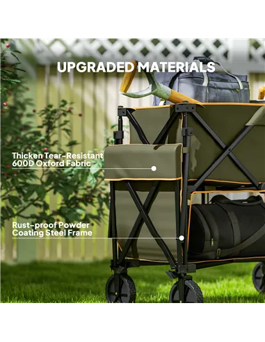 Outsunny Double Decker Folding Festival Trolley on Wheels, 200KG & 350L Capacity Collapsible Wagon Festival Trolley Cart with 13