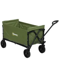 Outsunny 120L Festival Trolley on Wheels, Folding & Compact Camping Trolley Cart with Adjustable Handle for Garden, Beach, Fishi