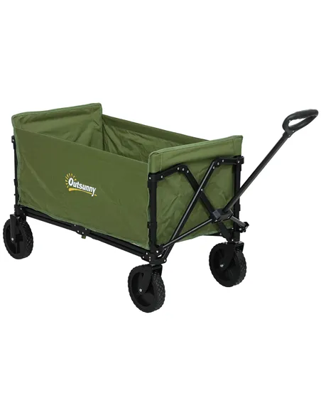 Outsunny 120L Festival Trolley on Wheels, Folding & Compact Camping Trolley Cart with Adjustable Handle for Garden, Beach, Fishi