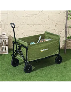 Outsunny 120L Festival Trolley on Wheels, Folding & Compact Camping Trolley Cart with Adjustable Handle for Garden, Beach, Fishi 2
