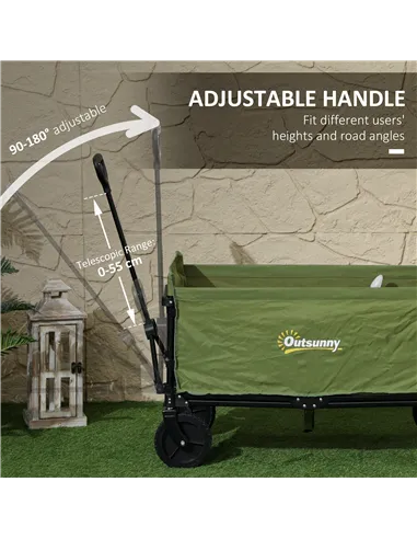 Outsunny 120L Festival Trolley on Wheels, Folding & Compact Camping Trolley Cart with Adjustable Handle for Garden, Beach, Fishi