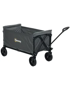 Outsunny 120L Festival Trolley on Wheels, Folding & Compact Camping Trolley Cart with Adjustable Handle for Garden, Beach, Fishi