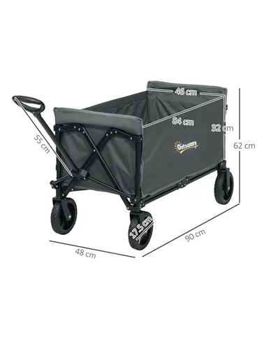 Outsunny 120L Festival Trolley on Wheels, Folding & Compact Camping Trolley Cart with Adjustable Handle for Garden, Beach, Fishi