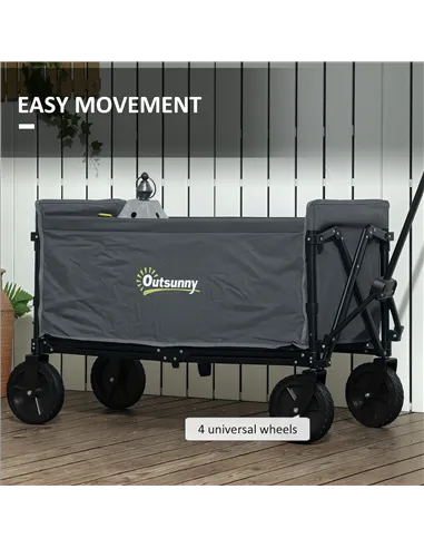 Outsunny 120L Festival Trolley on Wheels, Folding & Compact Camping Trolley Cart with Adjustable Handle for Garden, Beach, Fishi