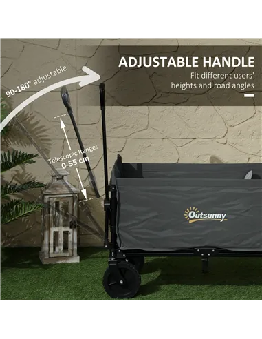 Outsunny 120L Festival Trolley on Wheels, Folding & Compact Camping Trolley Cart with Adjustable Handle for Garden, Beach, Fishi