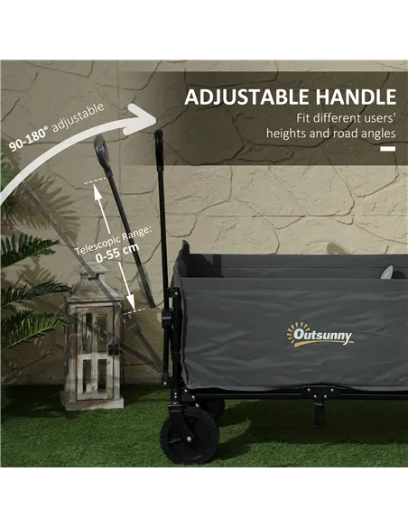 Outsunny 120L Festival Trolley on Wheels, Folding & Compact Camping Trolley Cart with Adjustable Handle for Garden, Beach, Fishi