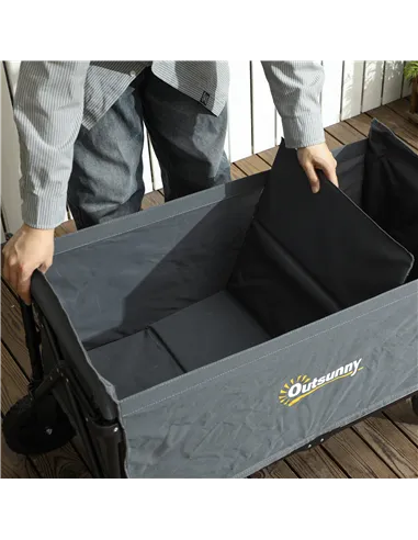 Outsunny 120L Festival Trolley on Wheels, Folding & Compact Camping Trolley Cart with Adjustable Handle for Garden, Beach, Fishi