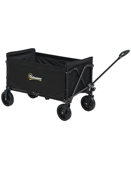 Outsunny 120L Festival Trolley on Wheels, Folding & Compact Camping Trolley Cart with Adjustable Handle for Garden, Beach, Fishi